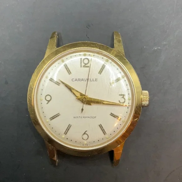 Vintage 1960s Caravelle Men's Manual Wind Mechanical Gold Tone Watch Runs  Good!